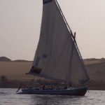A traditional felucca on the Nile; we sailed north down the Nile on two of these, sleeping aboard deck at night