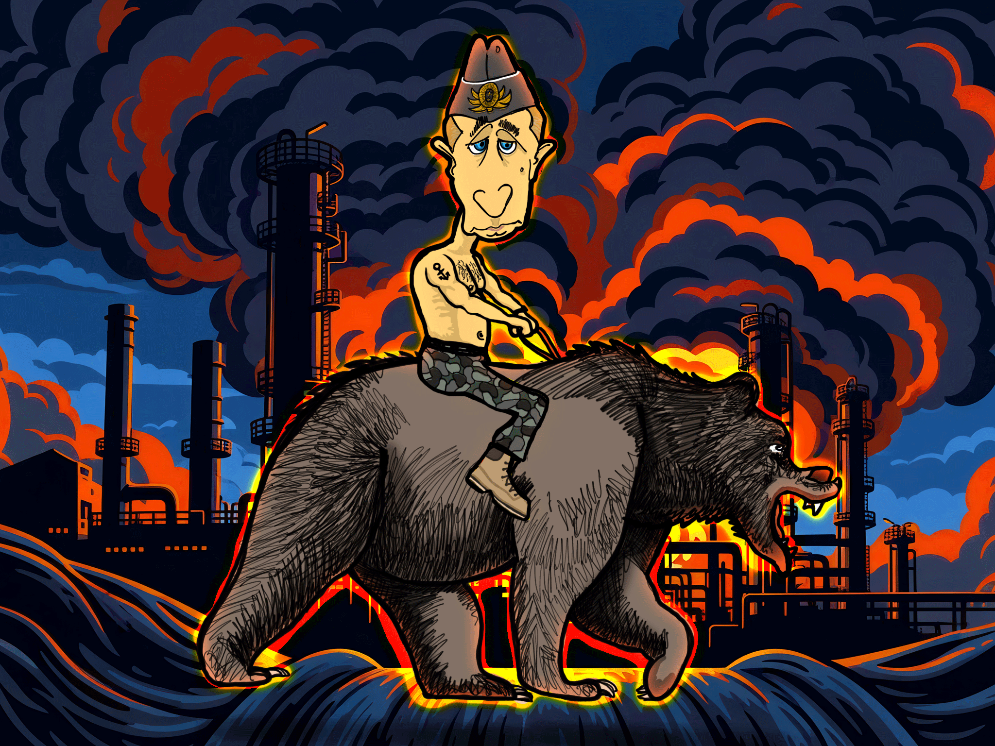 Putin-Bear-Refinery